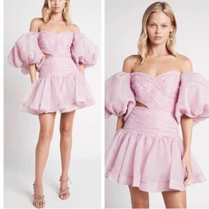 AJE Myraid Puff Sleeve Cut Out Dress